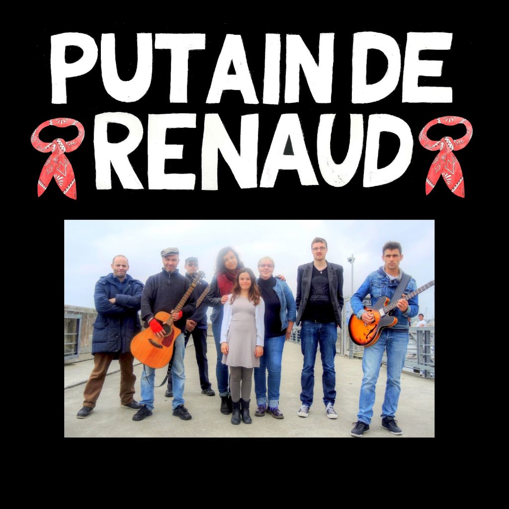 La pochette, réalisée par votre serviteur, du CD 4 titres de Putain de Renaud. 